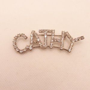 Vintage Rhinestone Cathy Arched Brooch